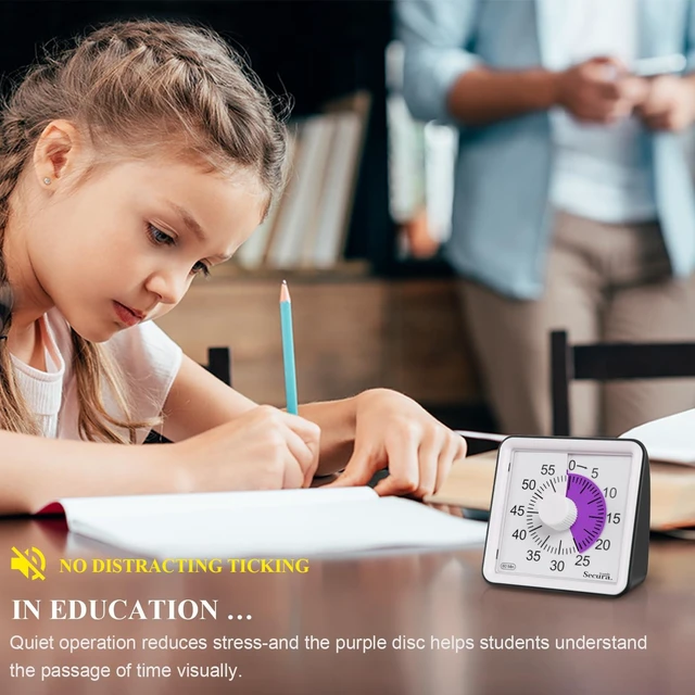 Alt view image 4 of 7 - Visual Timer for Kids, 60 Minute Classroom Countdown Timer for Kids | Non-Ticking, Adjustable Alarm Volume/Duration, Low Power Reminder, Time Management Tool for ADHD (Purple & Black)