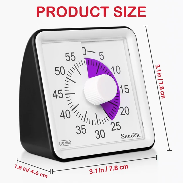 Alt view image 7 of 7 - Visual Timer for Kids, 60 Minute Classroom Countdown Timer for Kids | Non-Ticking, Adjustable Alarm Volume/Duration, Low Power Reminder, Time Management Tool for ADHD (Purple & Black)