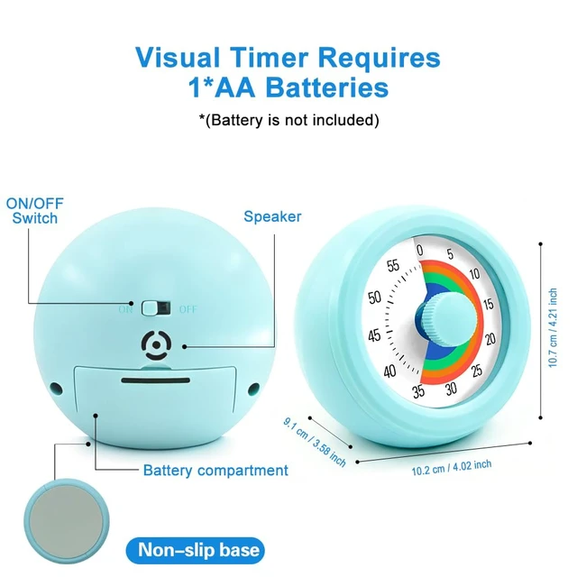 Alt view image 2 of 6 - Visual Timer for Kids 60-Minute Rainbow Countdown Timer | Pomodoro Timer Focus Tool for ADHD & Autism, Time Management for Homework, Chores, Office, Kitchen, Teaching & Study Routines