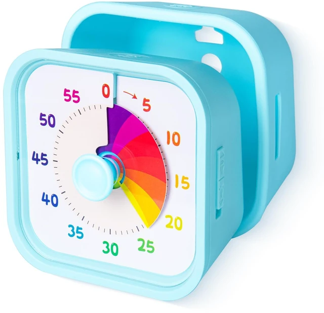 Main image of Visual Timer, 60-Minute Countdown, Light or Sound Alert, Blue | Color visual countdown with silicone case for cooking, homework, study and daily routines