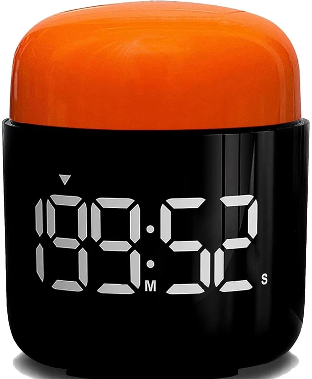 Main image of Table Twist Timer, Large LED Display Stopwatch, Silent & Loud Alarm, 199 Minute Countdown & Up, Vintage Night Light, for Kitchen Cooking Meeting Teacher Classroom Office Yoga Fitness Games (Orange)