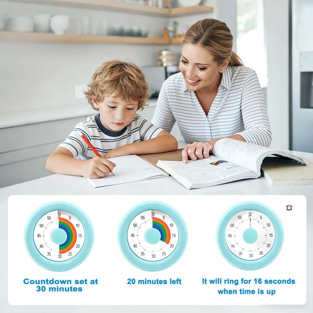 Alt view image 3 of 6 - Visual Timer for Kids 60-Minute Rainbow Countdown Timer | Pomodoro Timer Focus Tool for ADHD & Autism, Time Management for Homework, Chores, Office, Kitchen, Teaching & Study Routines