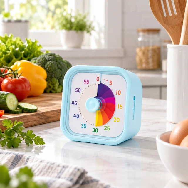 Alt view image 4 of 6 - Visual Timer, 60-Minute Countdown, Light or Sound Alert, Blue | Color visual countdown with silicone case for cooking, homework, study and daily routines