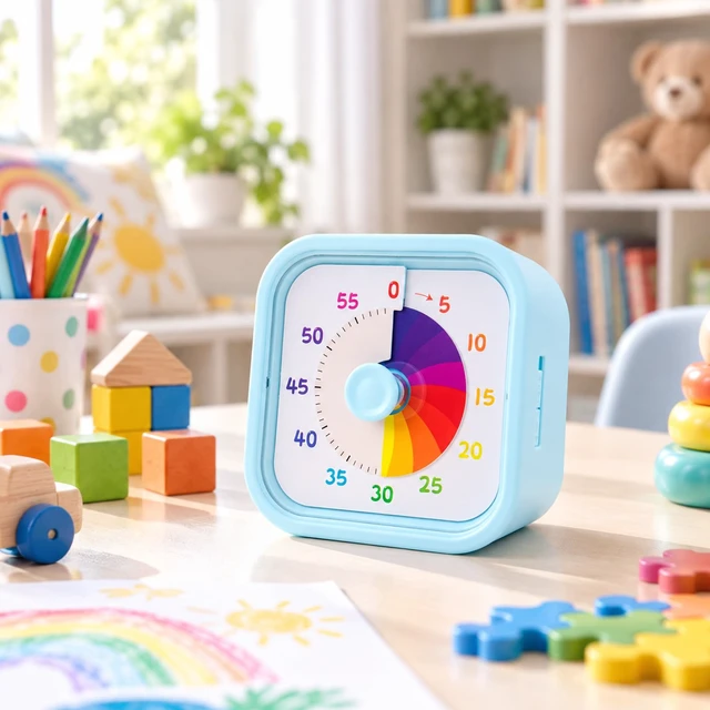 Alt view image 5 of 6 - Visual Timer, 60-Minute Countdown, Light or Sound Alert, Blue | Color visual countdown with silicone case for cooking, homework, study and daily routines