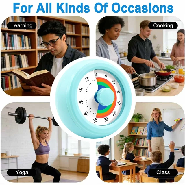 Alt view image 6 of 6 - Visual Timer for Kids 60-Minute Rainbow Countdown Timer | Pomodoro Timer Focus Tool for ADHD & Autism, Time Management for Homework, Chores, Office, Kitchen, Teaching & Study Routines