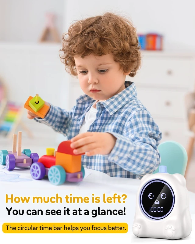 Alt view image 2 of 7 - 199 Min Visual Timer for Kids, 2 Minute teenth Brushing, Cute Bear Deign | Adjustable Sound Alert, Productivity Timers for ADHD, Silent Operation, Desk Time Management Tool for Toddler