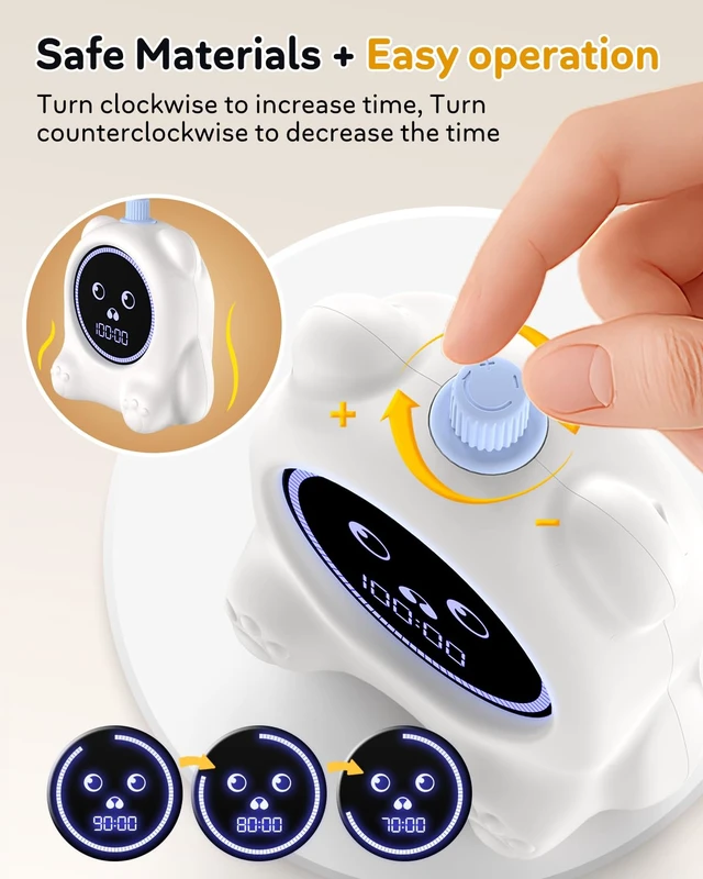 Alt view image 3 of 7 - 199 Min Visual Timer for Kids, 2 Minute teenth Brushing, Cute Bear Deign | Adjustable Sound Alert, Productivity Timers for ADHD, Silent Operation, Desk Time Management Tool for Toddler