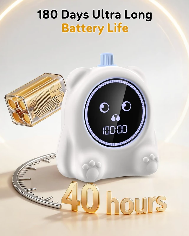 Alt view image 6 of 7 - 199 Min Visual Timer for Kids, 2 Minute teenth Brushing, Cute Bear Deign | Adjustable Sound Alert, Productivity Timers for ADHD, Silent Operation, Desk Time Management Tool for Toddler