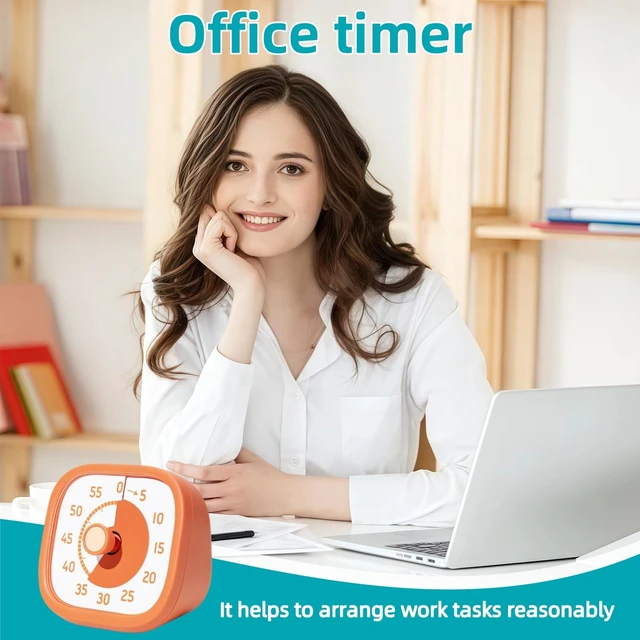 Alt view image 5 of 7 - Visual Timer for Kids - 60 Minute Visual Kids Timer for Classroom Home Office, Countdown Timer for Cooking Teaching Working Meeting (Orange)