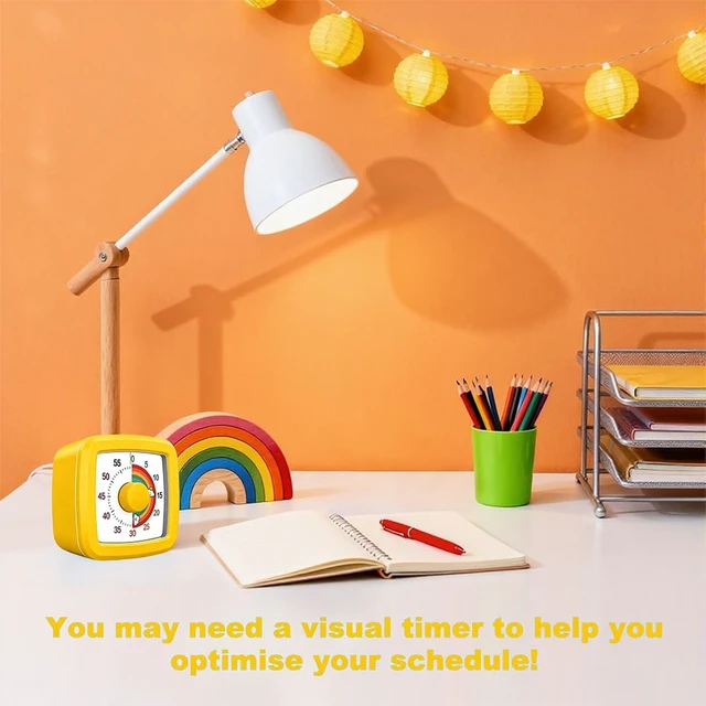 Alt view image 5 of 6 - Visual Timer for Kids, 60 Minute Silent Countdown Clock with Color Disk, Time Management Tool for ADHD, Classroom, Kitchen, Office, Study, Pomodoro