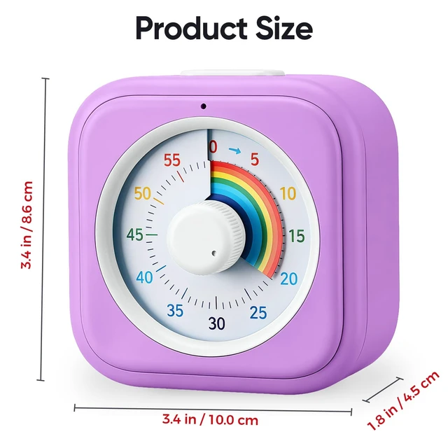 Alt view image 7 of 7 - Rainbow Visual Timer for Kids with 60 Minute Silent Mode | Countdown Clock with Color Disk, Time Management Tool for ADHD, Classroom, Kitchen, Office, Study, Pomodoro