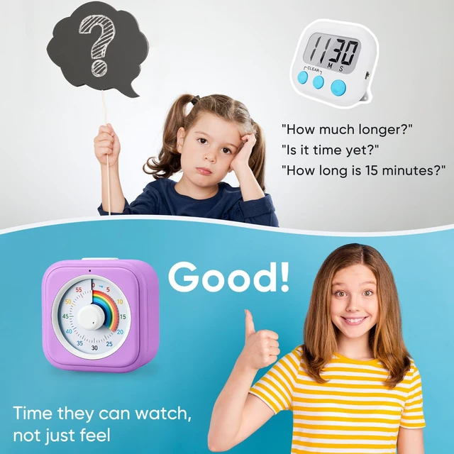 Alt view image 5 of 7 - Rainbow Visual Timer for Kids with 60 Minute Silent Mode | Countdown Clock with Color Disk, Time Management Tool for ADHD, Classroom, Kitchen, Office, Study, Pomodoro