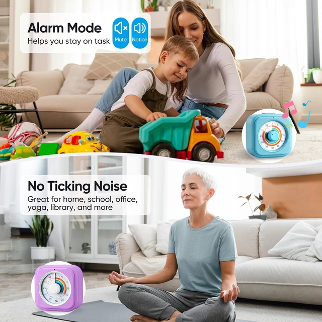 Alt view image 6 of 7 - Rainbow Visual Timer for Kids with 60 Minute Silent Mode | Countdown Clock with Color Disk, Time Management Tool for ADHD, Classroom, Kitchen, Office, Study, Pomodoro