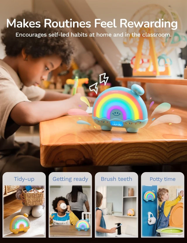 Alt view image 5 of 7 - Timer , Rainbow Visual Timer for Kids/Adults, 0-99 Minutes Light Timer | Rechargeable, Color-Changing, Magnetic, Digital Timer for Classroom, Potty Training, Toothbrush, Countdown, Night Light
