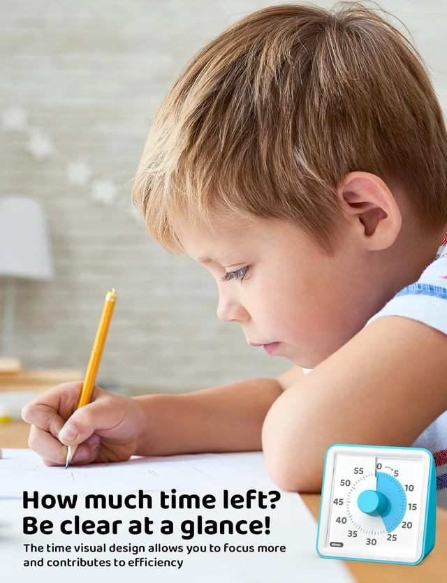 Alt view image 3 of 7 - Visual Timer for Kids, 60 Minute Countdown Timer, Dark Blue | Non-Ticking, 3 Volume Levels with Mute Function, Timer for Kitchen Cooking Classroom ADHD, 2 AAA Batteries Included