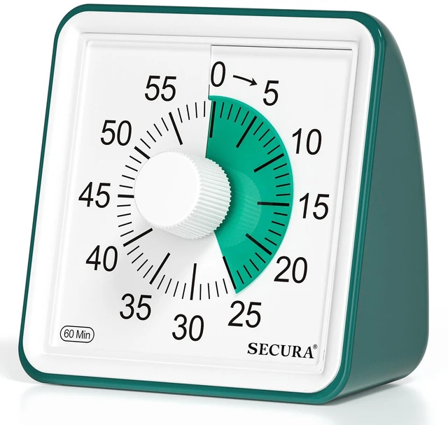 Main image of Visual Timer for Kids, 60 Minute Classroom Countdown Timer for Study | Non-Ticking, Adjustable Alarm Volume/Duration, Low Power Reminder, Time Management Tool for ADHD (Dark Green & Dark Green)