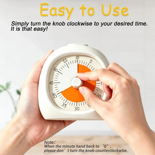 Alt view image 2 of 7 - 60 Minute Visual Timer for Kids,Countdown Timer for Teaching,Magnetic Back Silent Timer Time Management Tool for Study Classroom Teaching Office Meeting Kitchen Cooking (White)