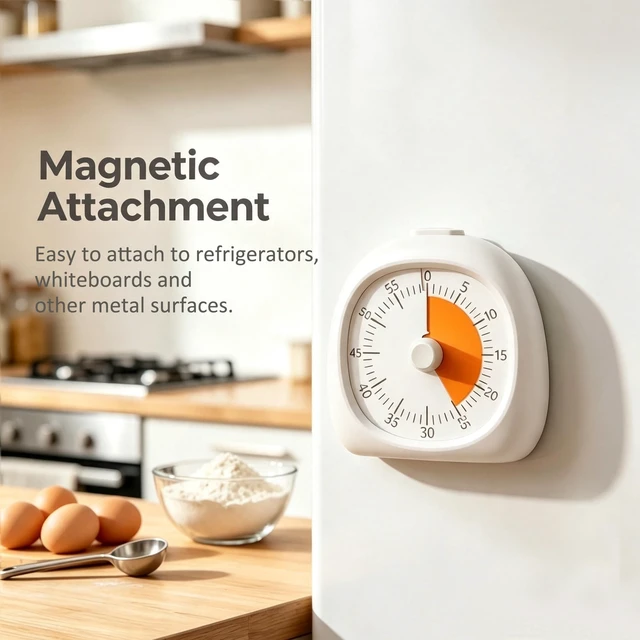 Alt view image 4 of 7 - 60 Minute Visual Timer for Kids,Countdown Timer for Teaching,Magnetic Back Silent Timer Time Management Tool for Study Classroom Teaching Office Meeting Kitchen Cooking (White)