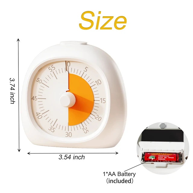 Alt view image 7 of 7 - 60 Minute Visual Timer for Kids,Countdown Timer for Teaching,Magnetic Back Silent Timer Time Management Tool for Study Classroom Teaching Office Meeting Kitchen Cooking (White)