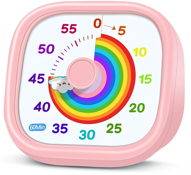 Main image of Visual Timer for Kids, 60-Minute Countdown Silent Operation Timer | Visual Rainbow Disk, Timer for Kids & ADHD Toddler, Loud Alarm Timers for Classroom, Kids Desk Time Management Tools, Pink
