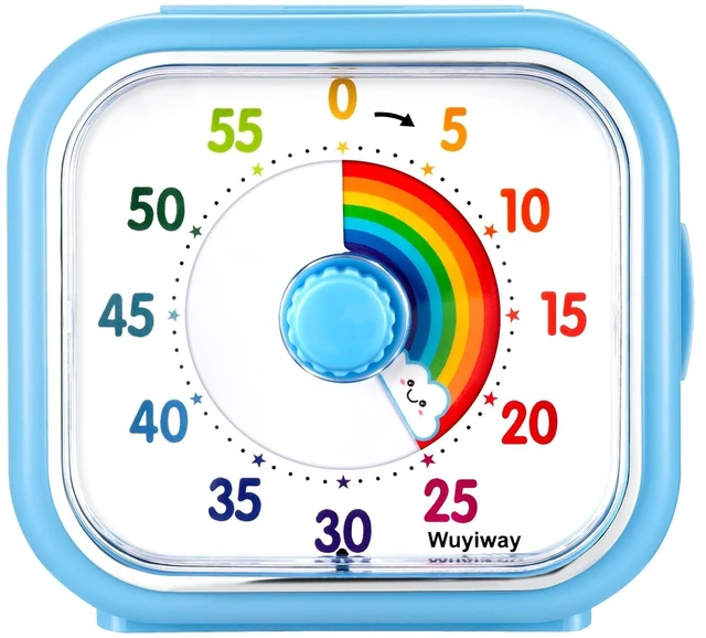 Main image of Visual Timer for Kids and Adults, Rainbow Disk 60 Minute Countdown Pomodoro Timer with Pause Function, Silent Time Management Tool, Analog Timer for Classroom, Home, Office (Blue Rainbow)