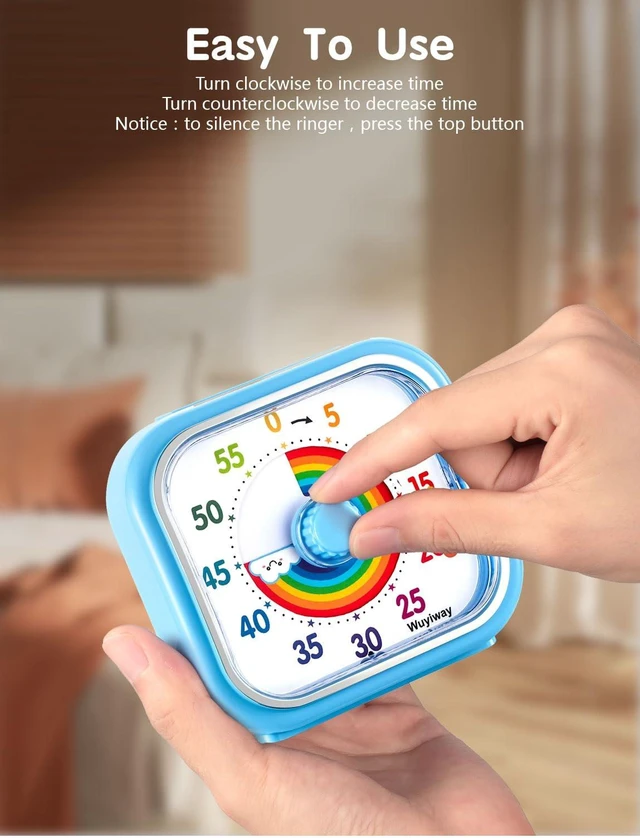 Alt view image 2 of 7 - Visual Timer for Kids and Adults, Rainbow Disk 60 Minute Countdown Pomodoro Timer with Pause Function, Silent Time Management Tool, Analog Timer for Classroom, Home, Office (Blue Rainbow)