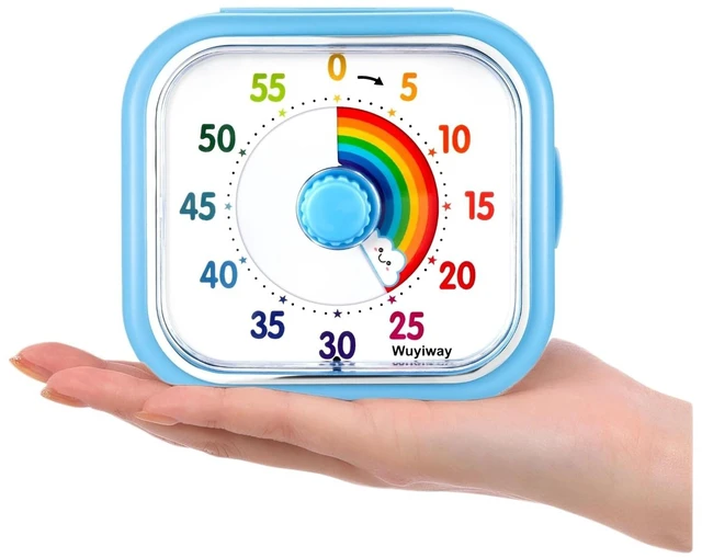Alt view image 6 of 7 - Visual Timer for Kids and Adults, Rainbow Disk 60 Minute Countdown Pomodoro Timer with Pause Function, Silent Time Management Tool, Analog Timer for Classroom, Home, Office (Blue Rainbow)
