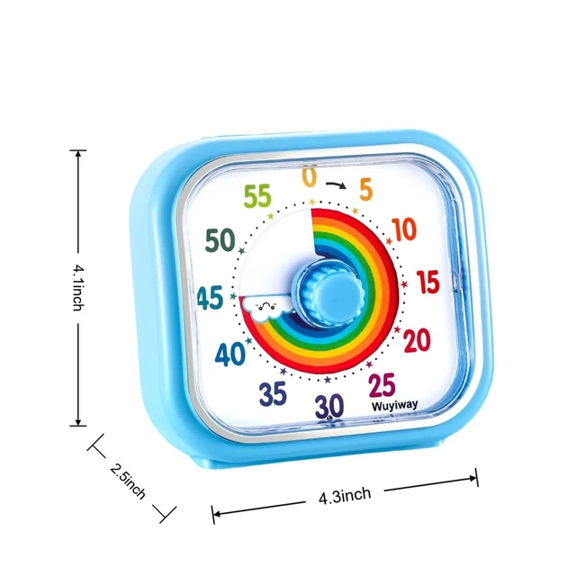 Alt view image 7 of 7 - Visual Timer for Kids and Adults, Rainbow Disk 60 Minute Countdown Pomodoro Timer with Pause Function, Silent Time Management Tool, Analog Timer for Classroom, Home, Office (Blue Rainbow)