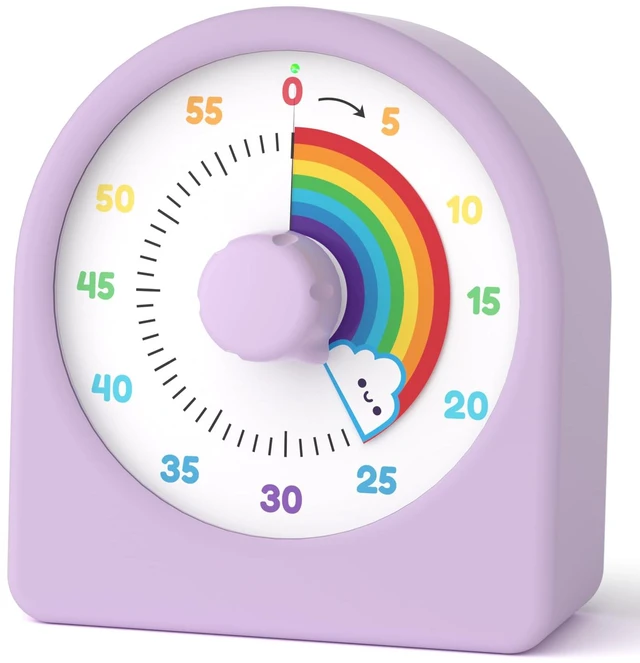 Main image of Visual Timer for Kids with Pause Function and Protective Case | Rainbow Timer, 3-level Volume, 60-Minute Kids Countdown Timer for Classroom Kitchen Office ADHD, AAA Batteries Included