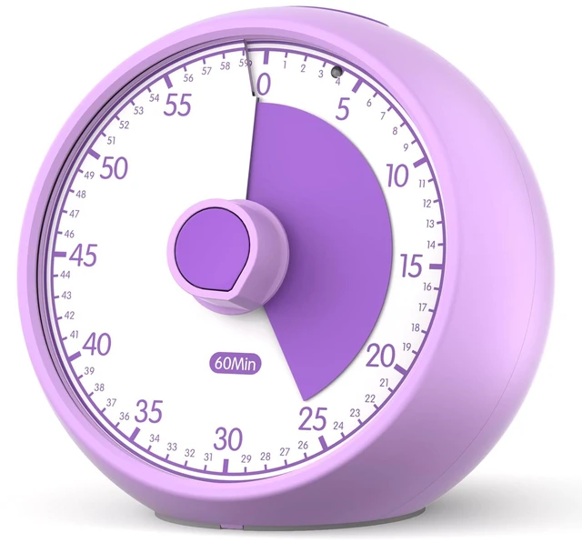 Main image of Visual Timer for Kids 60-Minute Countdown Timer with Optional Alarm, Focus Tool for ADHD & Autism, Time Management for Homework, Chores, Office, Kitchen, Teaching & Study Routines (Purple)