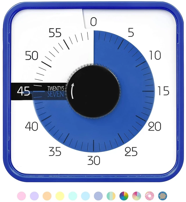 Main image of 7.5-Inch Visual Timer, Battery-Free 60-Minute Countdown Clock | Mechanical Magnetic Time Management Tool for Kids and Adults, Classroom, Home, Office and Study, Navy Blue