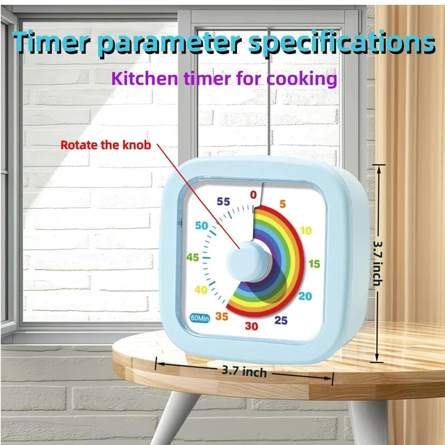 Alt view image 5 of 7 - Kids Visual Timer Cute Rainbow - 60 Minute Countdown Timer Time Management for Kids and Adults, Timer for Cooking Classroom Meeting (Blue)