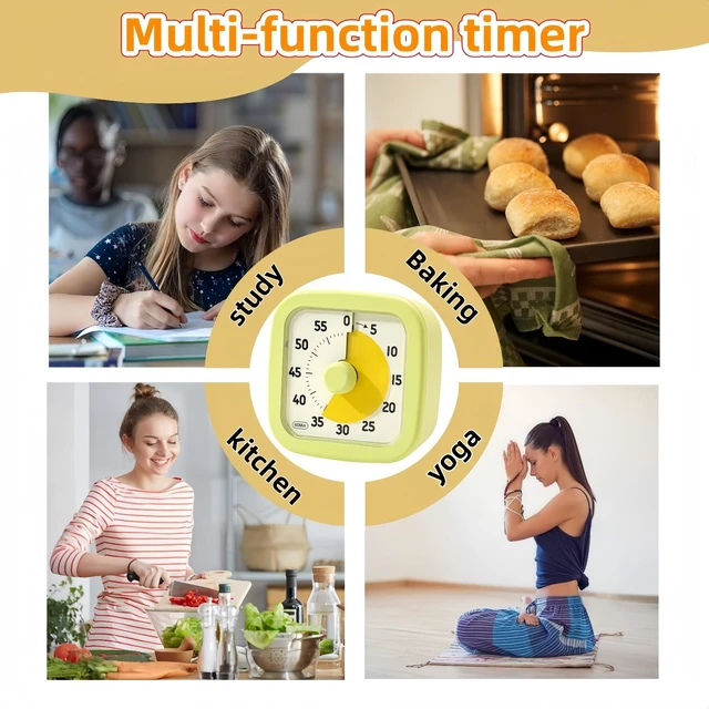Alt view image 3 of 7 - Visual Timer for Kids Timer Home - 60 Minute Kids Visual Timer for Classroom Home Office, Countdown Clock for Teaching Work Meeting, Pomodoro Timer for Time Management (Avocado Green)