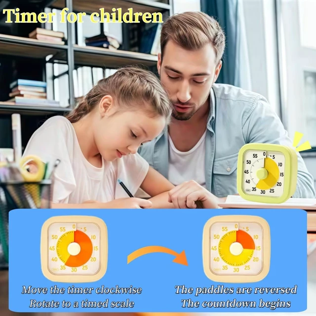 Alt view image 5 of 7 - Visual Timer for Kids Timer Home - 60 Minute Kids Visual Timer for Classroom Home Office, Countdown Clock for Teaching Work Meeting, Pomodoro Timer for Time Management (Avocado Green)