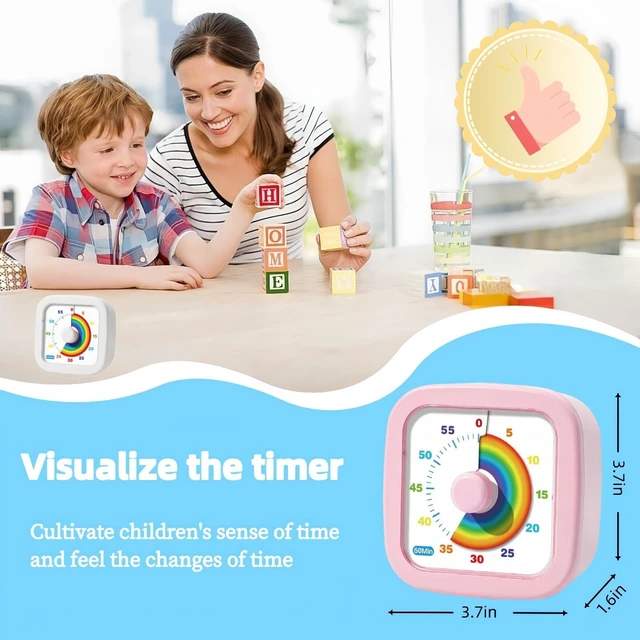 Alt view image 2 of 7 - 60-Minute Visual Timer, Countdown Timer for Kids and Adults, Kitchen timers for Cooking, Silent Classroom Timer for Home School Work (Pink)