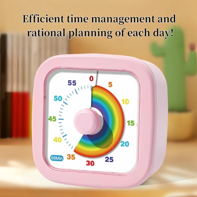 Alt view image 6 of 7 - 60-Minute Visual Timer, Countdown Timer for Kids and Adults, Kitchen timers for Cooking, Silent Classroom Timer for Home School Work (Pink)