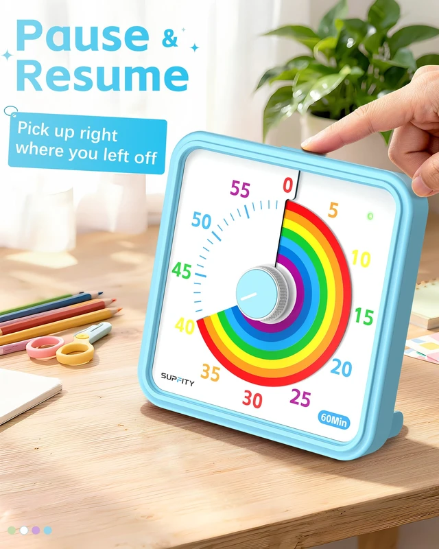 Alt view image 2 of 6 - 8-Inch Large Visual Timer for Kids 60-Minute Classroom Timer Magnetic | Countdown Timer with Pause Kickstands, Time Management Tool ADHD Timer Home School Kitchen and Office