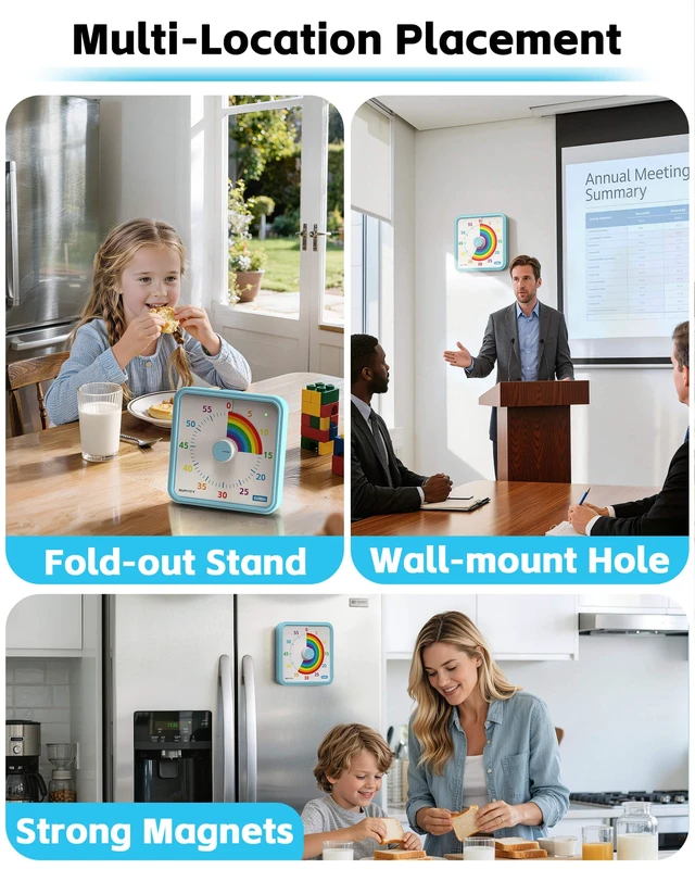 Alt view image 6 of 6 - 8-Inch Large Visual Timer for Kids 60-Minute Classroom Timer Magnetic | Countdown Timer with Pause Kickstands, Time Management Tool ADHD Timer Home School Kitchen and Office