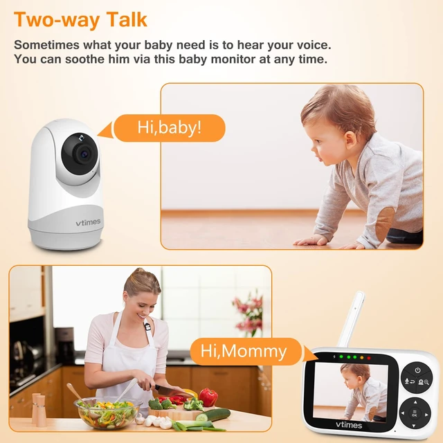 Alt view image 2 of 7 - No WiFi Baby Camera Monitor, 3.2" IPS Display, Portable Video Monitor, Two-Way Talk, Night Vision, VOX Mode, Pan-Tilt-Zoom, Alarm, 1000ft Long Range for Baby, Elderly & Pet