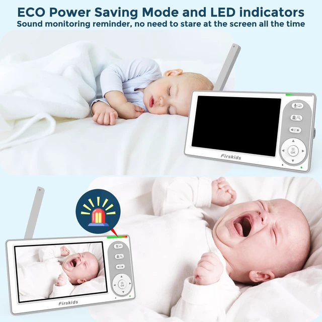 Alt view image 4 of 7 - Split-Screen Baby Monitor with 2 Cameras No WiFi, 30H Battery, Pan-Tilt-Zoom, Monitor para bebés with Night Vision, 2-Way Audio, Room Temp Sensor, Lullaby, Plug & Play - Ideal for Travel