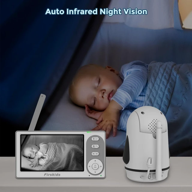 Alt view image 6 of 7 - Split-Screen Baby Monitor with 2 Cameras No WiFi, 30H Battery, Pan-Tilt-Zoom, Monitor para bebés with Night Vision, 2-Way Audio, Room Temp Sensor, Lullaby, Plug & Play - Ideal for Travel