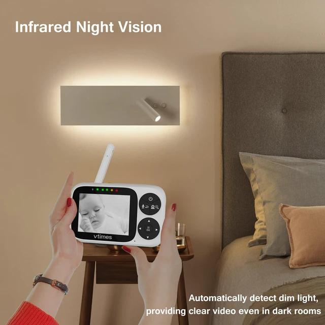 Alt view image 5 of 7 - No WiFi Baby Camera Monitor, 3.2" IPS Display, Portable Video Monitor, Two-Way Talk, Night Vision, VOX Mode, Pan-Tilt-Zoom, Alarm, 1000ft Long Range for Baby, Elderly & Pet