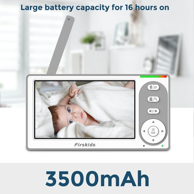 Alt view image 7 of 7 - Baby Monitor - 1000ft Long Range Baby Monitor with Camera and Audio No WiFi, Built in 3500mAh Battery,Auto Night Vision, Temperature, 2-Way Talk, 8 Lullabies, 4.3'' Screen