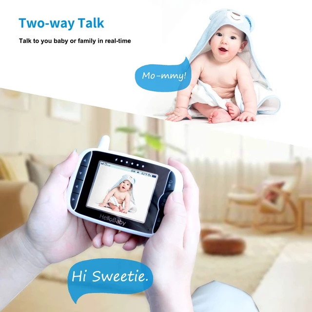 Alt view image 2 of 6 - Baby Monitor with 2 Cameras and Audio, No WiFi, 3.2" Screen | Infrared Night Vision, Remote Pan/Tilt/Zoom Camera, ECO Mode, 2-Way Talk, 1000ft Range, 8 Lullabies, Temperature Display