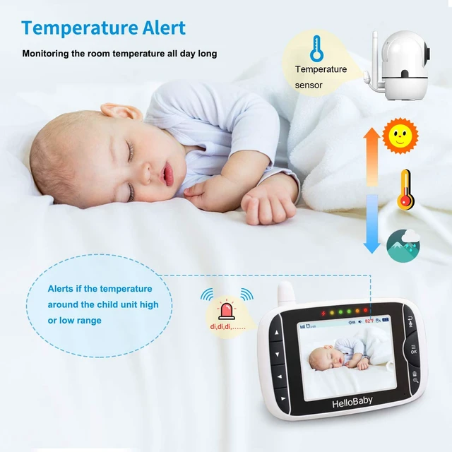 Alt view image 3 of 6 - Baby Monitor with 2 Cameras and Audio, No WiFi, 3.2" Screen | Infrared Night Vision, Remote Pan/Tilt/Zoom Camera, ECO Mode, 2-Way Talk, 1000ft Range, 8 Lullabies, Temperature Display