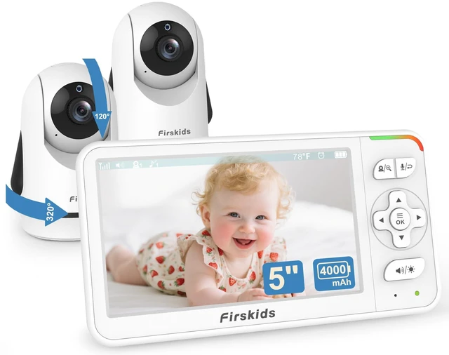 Main image of 5" Baby Monitor with Dual Cameras and Audio - Secure No Wi-Fi Pan-Tilt-Zoom 2 Cameras32H Battery2-Way TalkTemperature SensorAuto Night Vision - Ideal for Babies, Elderly, Nursery Monitoring