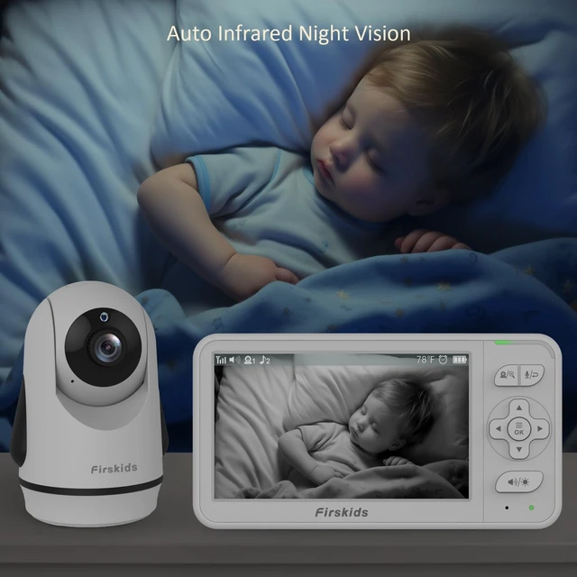 Alt view image 6 of 7 - 5" Baby Monitor with Dual Cameras and Audio - Secure No Wi-Fi Pan-Tilt-Zoom 2 Cameras32H Battery2-Way TalkTemperature SensorAuto Night Vision - Ideal for Babies, Elderly, Nursery Monitoring