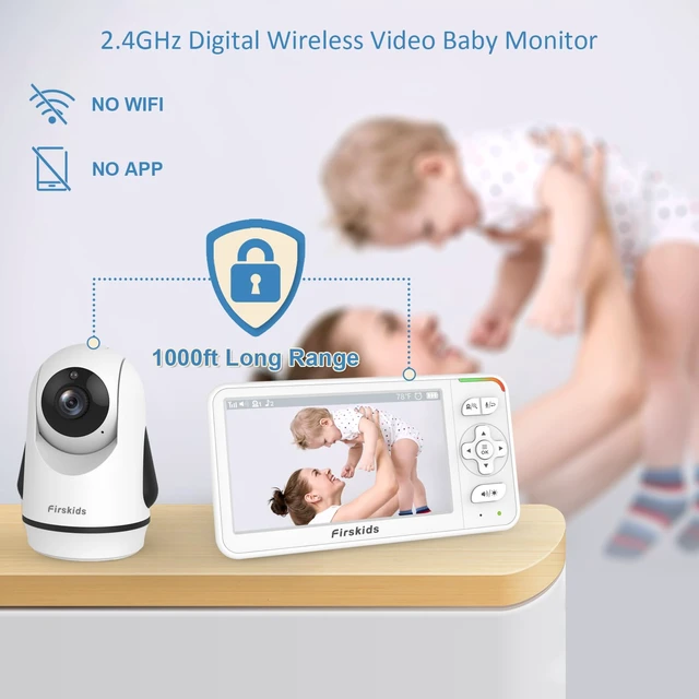 Alt view image 4 of 7 - 5" Baby Monitor with Dual Cameras and Audio - Secure No Wi-Fi Pan-Tilt-Zoom 2 Cameras32H Battery2-Way TalkTemperature SensorAuto Night Vision - Ideal for Babies, Elderly, Nursery Monitoring