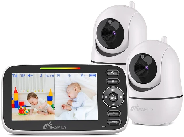 Main image of 4.3" Split Screen Baby Monitor with 2 Cameras and Audio | Video Baby Monitor ,Long Range, Remote pan tilt, Night Vision, Temperature Sensor, Feeding Clock and lullabies