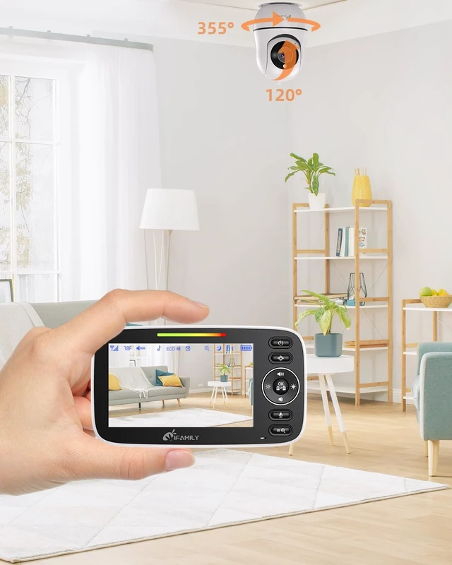 Alt view image 3 of 7 - 4.3" Split Screen Baby Monitor with 2 Cameras and Audio | Video Baby Monitor ,Long Range, Remote pan tilt, Night Vision, Temperature Sensor, Feeding Clock and lullabies